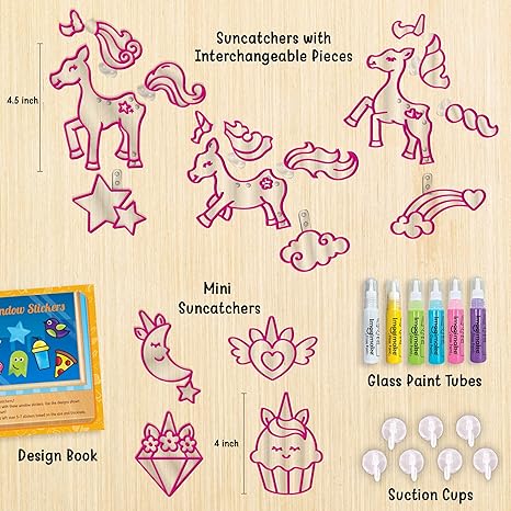 Imagimake Window Art Unicorn Glass Painting Kit Art And Craft Kit Girls Sun Catcher Kit