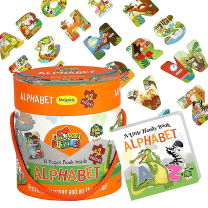 The Book Tree Alphabet Puzzle Box for Kids I Educational Toy for Kids Age 2+ I 52 Jigsaw Puzzle Pieces and 1 Story Book for Early Learning I A for Children by Majestic Book Club