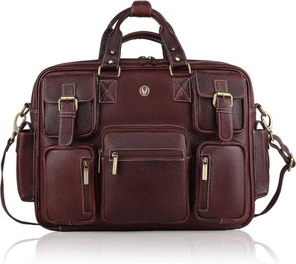 WildHorn Leather Laptop Bag for Men/Office Bag for Men | Fits Upto 15.6 Inch Laptop/MacBook | Laptop Messenger Bag/Leather Bag for Men I Dimension : L-16 inch W-4 inch H-13 inch