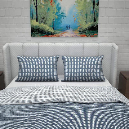 Divine Casa Micro Polyester Reversible Double Bed Queen Size Floral Printed Duvet Cover Colour Blue and White1