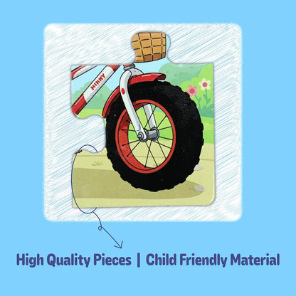 Butterfly EduFields 4-in-1 Vehicles Jigsaw Puzzle Set for Kids Age 3-7 | 38 Pcs Brain-Boosting Puzzle Toy with Coloring Worksheets for Boys & Girls | Preschool Learning