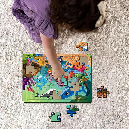 Mini Leaves 35 Piece Puzzle for Kids | Capital Alphabets Jigsaw Puzzle | Wooden Puzzles for Kids | Educational ABCD Toys for Kids