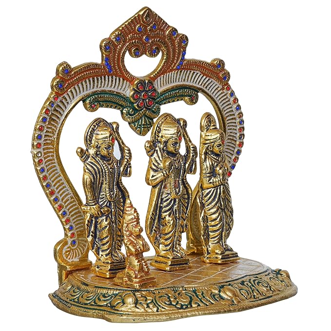 Ecraftindia Ram Darbar Murti, Lord Rama, Sita, Laxman, Hanuman Idol, God Statue for Home, Office, Temple