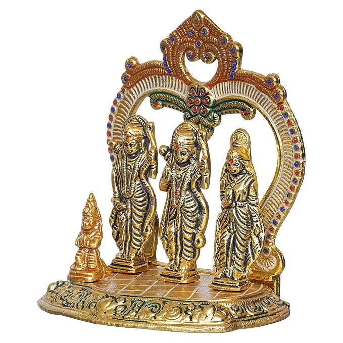 Ecraftindia Ram Darbar Murti, Lord Rama, Sita, Laxman, Hanuman Idol, God Statue for Home, Office, Temple