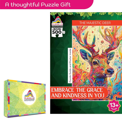 Playhills Spirit Animal The Majestic Deer Wooden Jigsaw Puzzle  for Children and Adults 13+ Years| Perfect Puzzle for Party and Family Activity Games