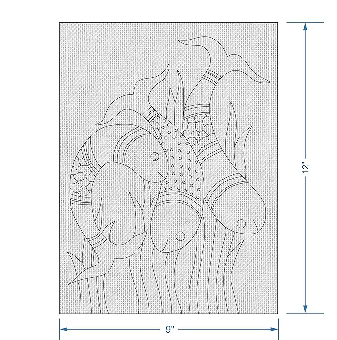 Hobby India Self Painting Colour Full Fish Canvas - Gond Art | Pre-designed Canvas Board