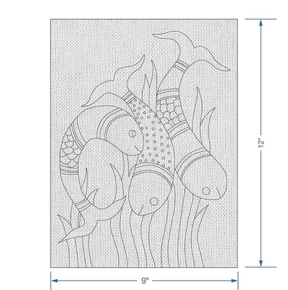 Hobby India Self Painting Colour Full Fish Canvas - Gond Art | Pre-designed Canvas Board