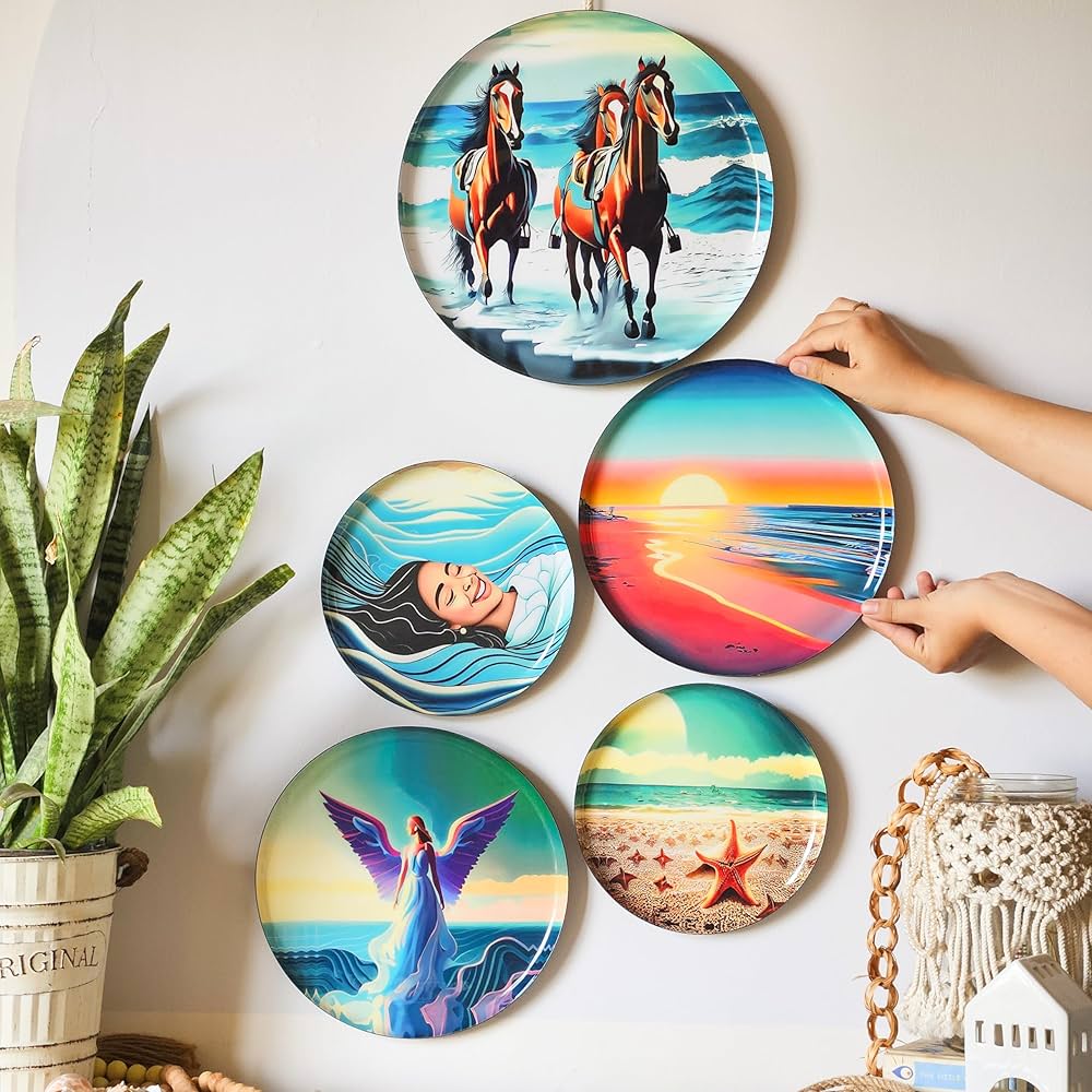 Ritualistic Indian Ocean Wall Plates for Home Decoration Wall Showpiece Set of 5