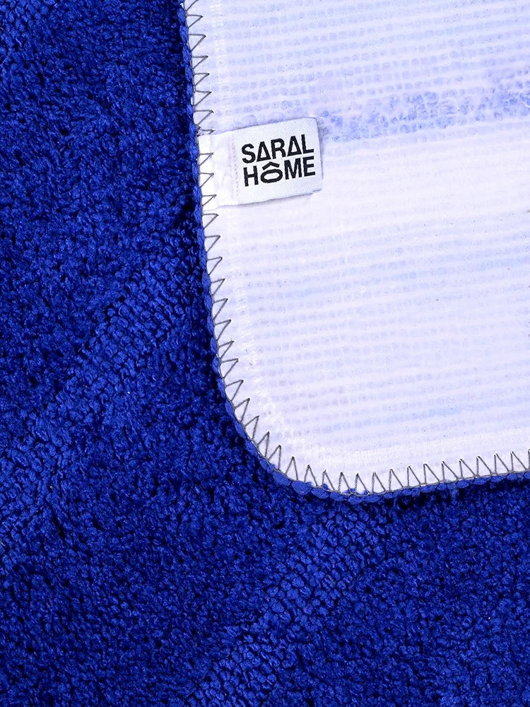 Saral Home Easy Living Home Striped Soft Microfiber Durable & Washable Multipurpose Bedside Runner Colour Blue