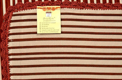 Saral Home Easy Living Polyester & Polyester Blend Striped Soft Decorative Viscose Chenille Throw Sofa Covers Red & Red