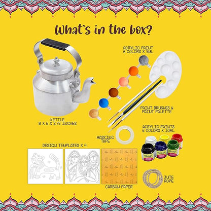 Kalakaram Diy Kalighat Kettle Painting Kit | Indian Ethnic Art Form Painting Kit | Foster Creativity & Self-expression in Kids | Educational Kit for Kids