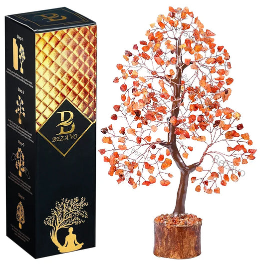 Bezavo Carnelian Chakra Energy Tree Crystal Bonsai Money Tree Copper Wire