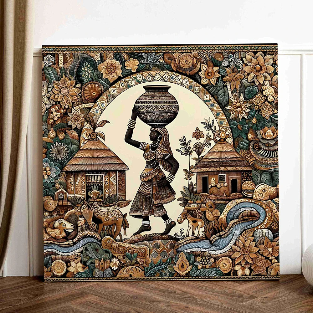 Livin'luxe Paintings Panihari Lady Modern Art Canvas Home Decor Wall Paintings With Frame Painting CR-305