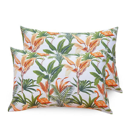 Huesland by Ahmedabad Cotton 144 TC Cotton Bedsheet for Double Bed King Size with 2 Pillow Covers | Flamingos Orange