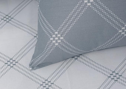 Huesland by Ahmedabad Cotton 186 TC King Size Bedsheet Cotton with 2 Pillow Covers | White & Grey