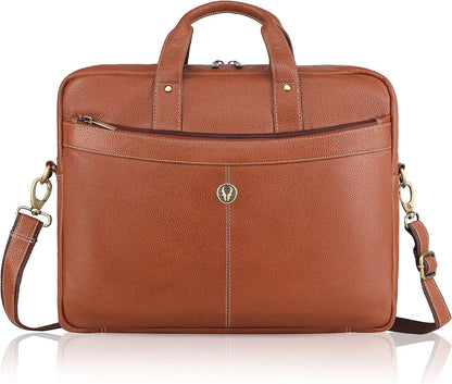 WildHorn Leather 15 inch Laptop Messenger Bag for Men I Padded Laptop Compartment with Adjustable Strap I Extra Zip Compartments I DIMENSION : L-16 inch W-3.2 inch H-13 inch