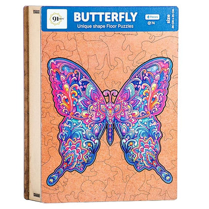 91knots Butterfly 72 Pieces Wooden Jigsaw Puzzle for Kids & Children 6+ | Animal Shape Butterfly Puzzle for 6-year Old Kids