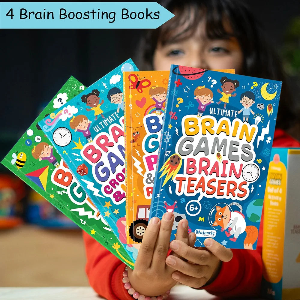 400+ Brain Boosting Activity Book for 6+ Years Old Kids | Set of 4 book - 400+ activities with Maths Games, Brain Teasers, Puzzle & Logical Reasoning, Crosswords & Word Games | The Book Tree Books