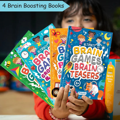 400+ Brain Boosting Activity Book for 6+ Years Old Kids | Set of 4 book - 400+ activities with Maths Games, Brain Teasers, Puzzle & Logical Reasoning, Crosswords & Word Games | The Book Tree Books