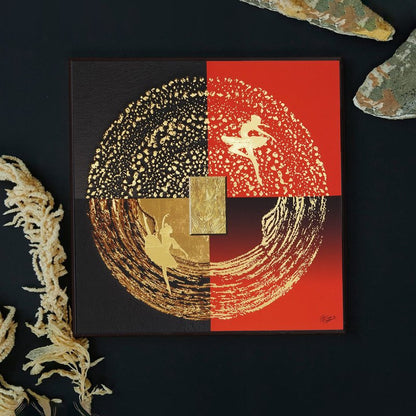 Golden Embossed Wall Painting For Home Decoration , Paintings for Living Room , Modern Art Wall Pinting, For Home Decor (12X12 INCH)