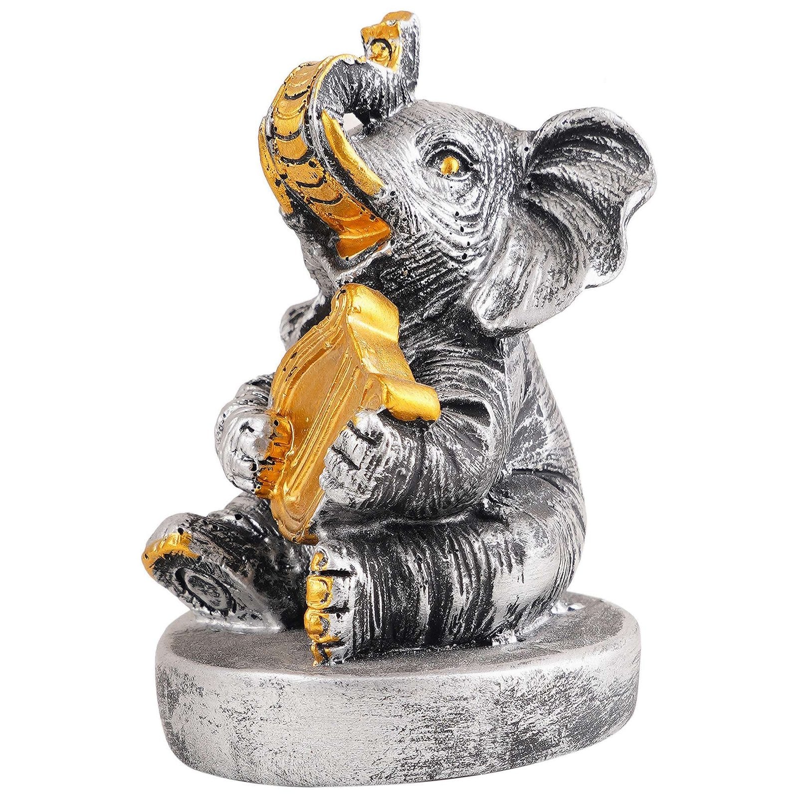Resin Elephant Playing Musical Instrument Showpiece For Home Dcor Living Room Bedroom Table Top