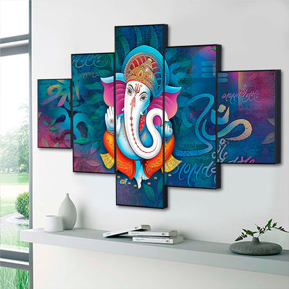 Divine Symphony Multicolor Ganesha Wall Art for Modern Homes Digital Wall Painting