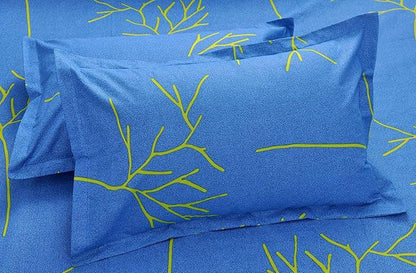 Huesland by Ahmedabad Cotton 144 TC Cotton King Size Bedsheet with 2 Pillow Covers | Blue