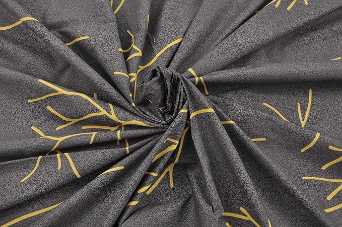 Huesland by Ahmedabad Cotton 144 TC Cotton King Size Bedsheet with 2 Pillow Covers - Grey and Yellow(9ft x 9ft)