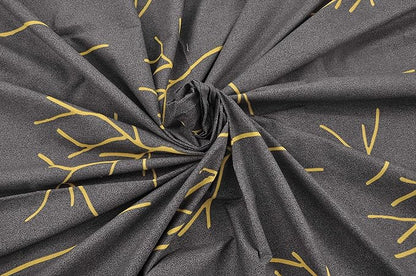 Huesland by Ahmedabad Cotton 144 TC Cotton King Size Bedsheet with 2 Pillow Covers - Grey and Yellow(9ft x 9ft)