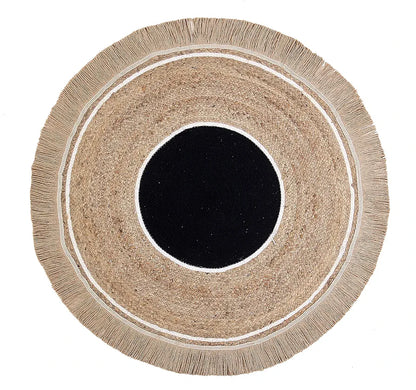 Sashaa World JuteRugs Indian Handmade Braided Round Carpet Colour Natural & Beige