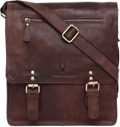 WildHorn Leather 11.5 inch Messenger Bag for Men I Multipurpose Bag I Office Bag I Travel Bag with Adjustable Strap DIMENTION : L-11.5 inch W-3 inch H-13.5 inch