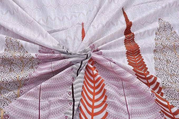 Huesland by Ahmedabad Cotton 144 TC Cotton King Size Bedsheet with 2 Pillow Covers - Apricot Peach