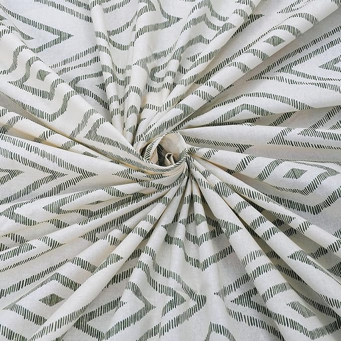 Huesland by Ahmedabad Cotton 144 TC Cotton Bedsheet for Double Bed King Size with 2 Pillow Covers | White & Sage Green