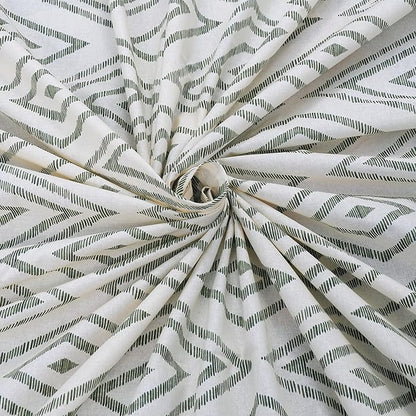 Huesland by Ahmedabad Cotton 144 TC Cotton Bedsheet for Double Bed King Size with 2 Pillow Covers | White & Sage Green