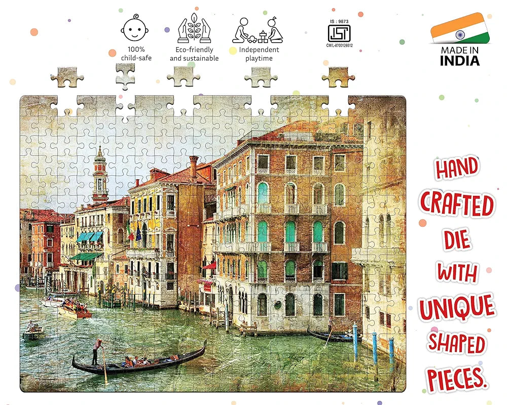 Popcorn Games & Puzzles 300 Piece Puzzle The City of Cannal |300 Piece Kid Jigsaw Puzzle Featuring The Venice City |Improves Your Child Brain Power