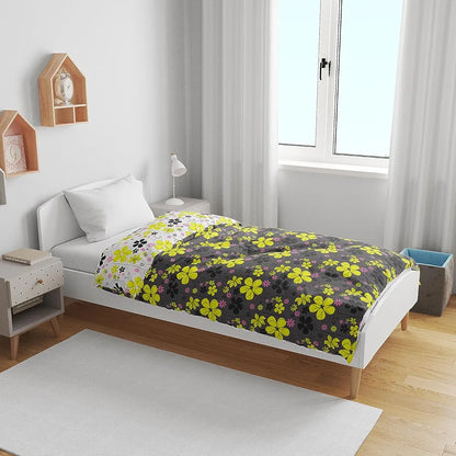 Divine Casa 120 GSM Microfiber Single Kids Dohar Soft & Lightweight Throw Blanket Floral Pattern Colour Tornado