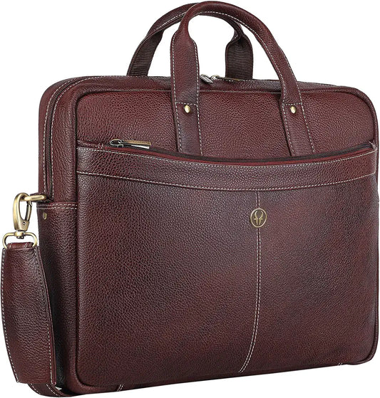 WildHorn Leather 15 inch Laptop Messenger Bag for Men I Padded Laptop Compartment with Adjustable Strap I Extra Zip Compartments I DIMENSION : L-16 inch W-3.2 inch H-13 inch