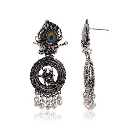 Earrings For Women AZ838-OXidised Traditional Radha Krishna | Silver Beads Ethnic Jhumka/Jhumki