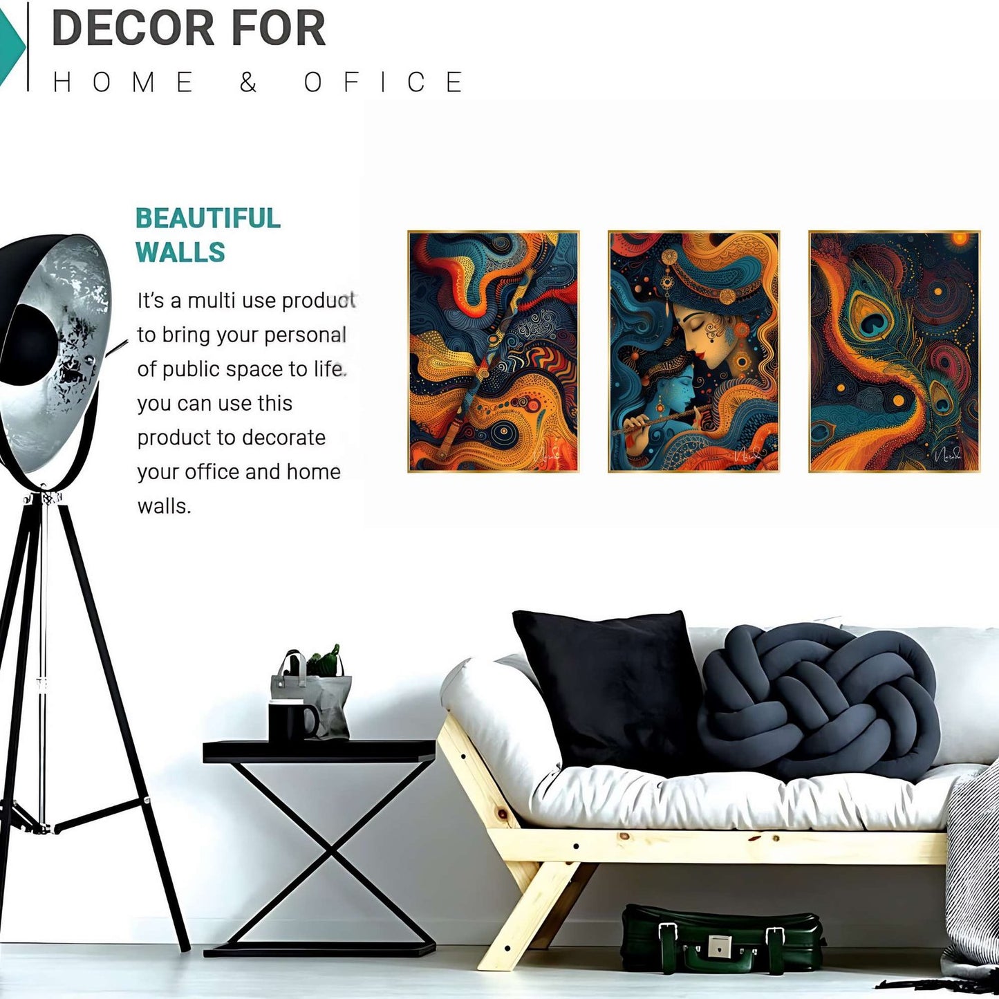 Set of Three Wall Paintings for Wall Dacoration Golden Framed Wall Paintings for Living Room & Bedroom Wall Art for Home Decoration & Office Wall Décor (24×18 inch CH-GD3-3)