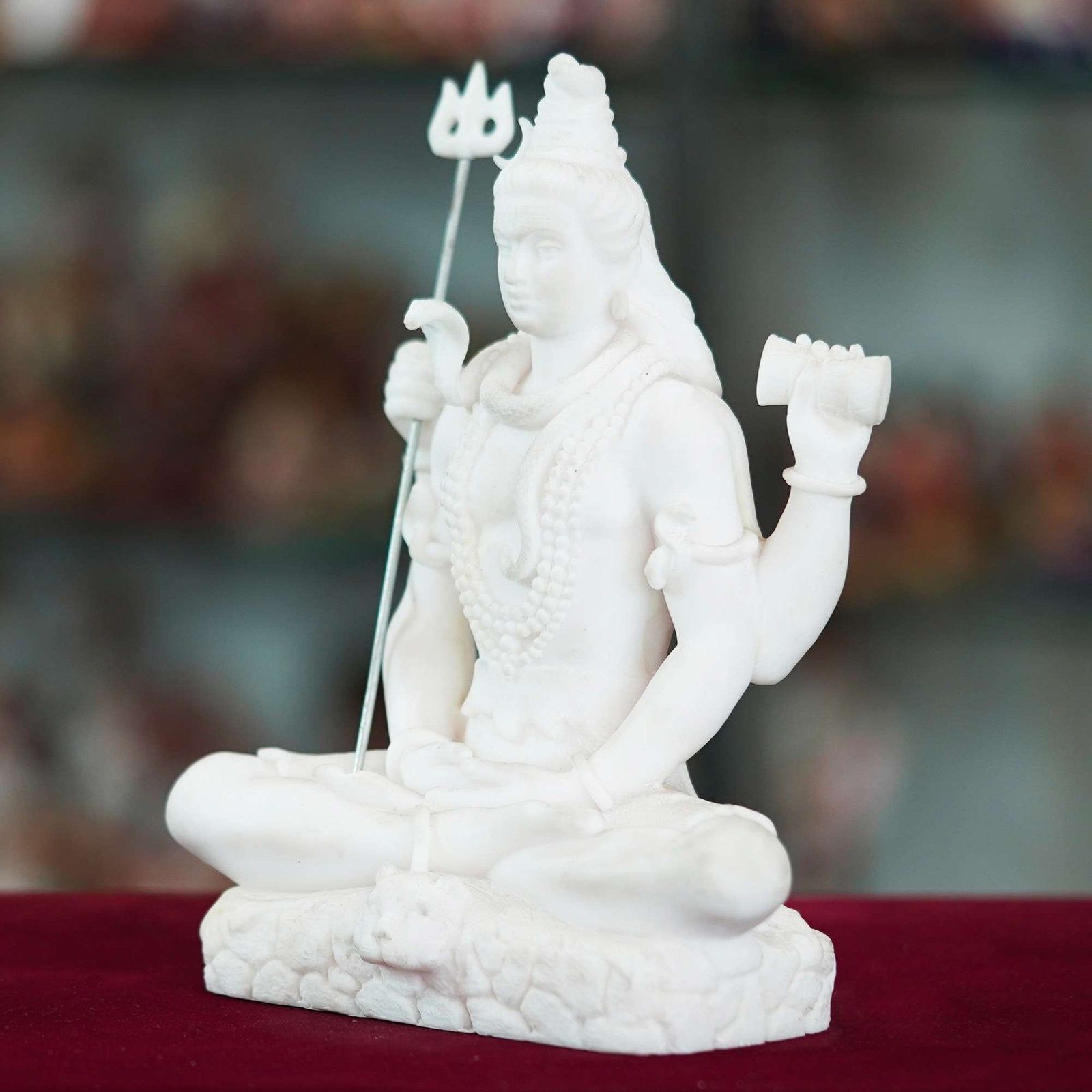 Marble Handmade Mahadev Shivaji Idol For Home Décor Handcrafted Showpiece For Table Décor( 8 INCHES HEIGHT)