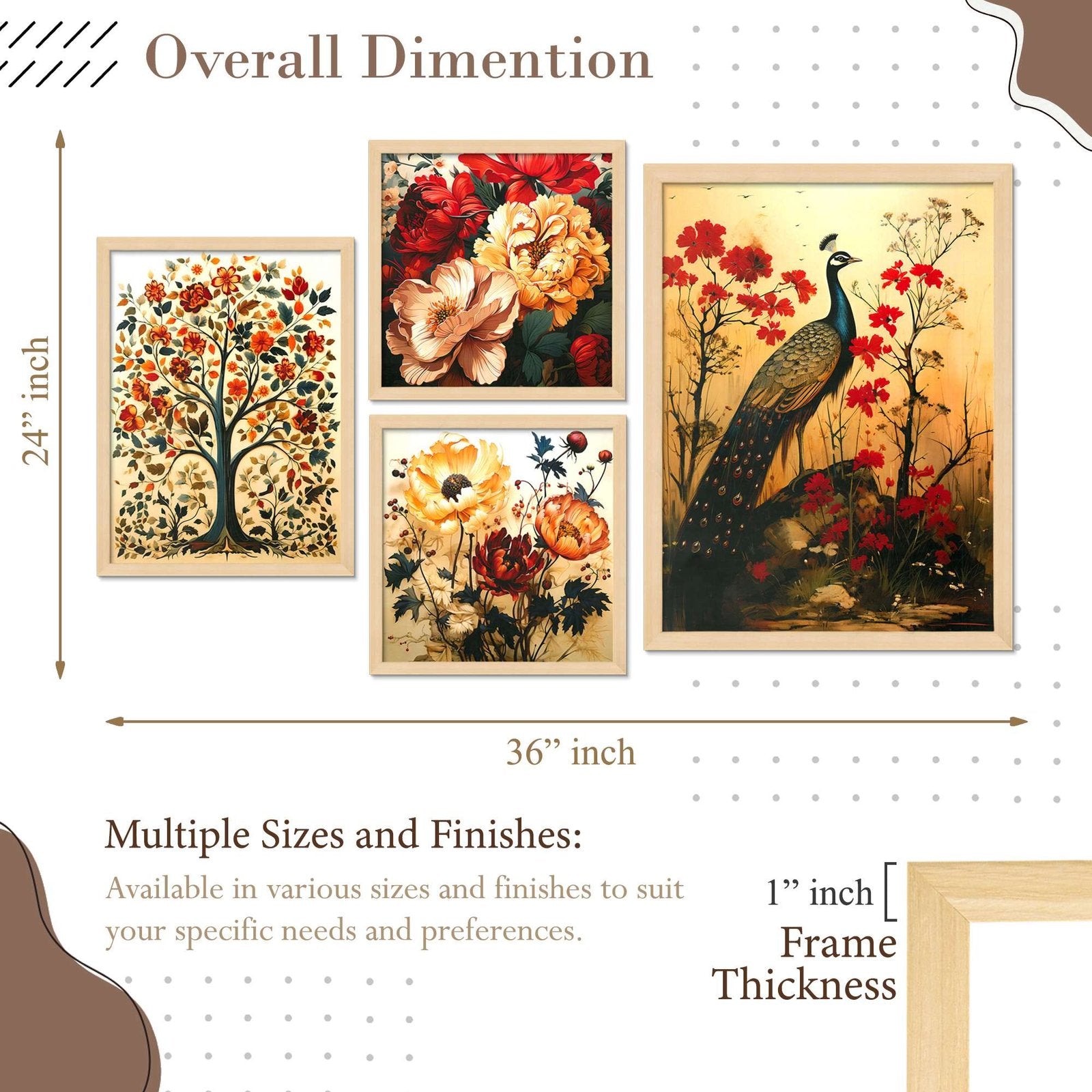 SET OF 4 DIGITAL WALL PAINTING