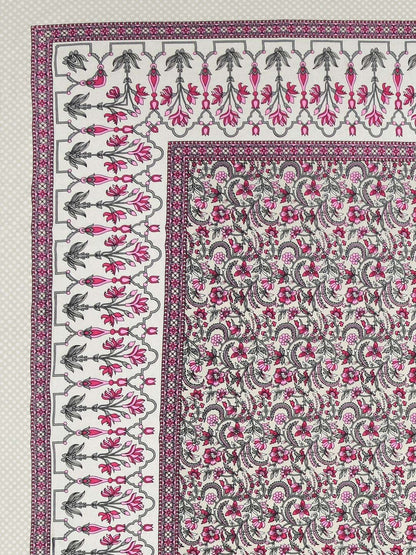 100% Pure Cotton Traditional Printed Bedsheet for Double Bed King Size Bedsheet with 2 Pillow Covers