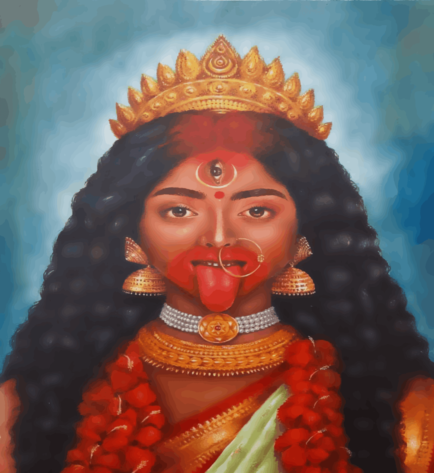 Durga Maa Angry Blood Mouth