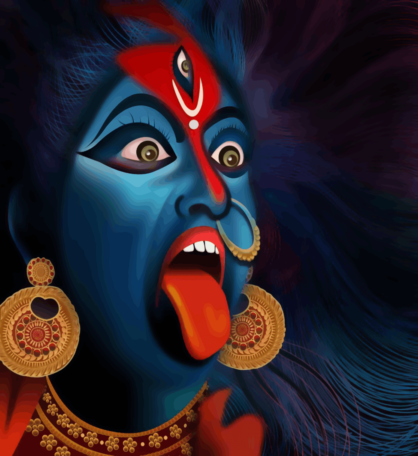 Kali Maa Anger Bloody Mouth
