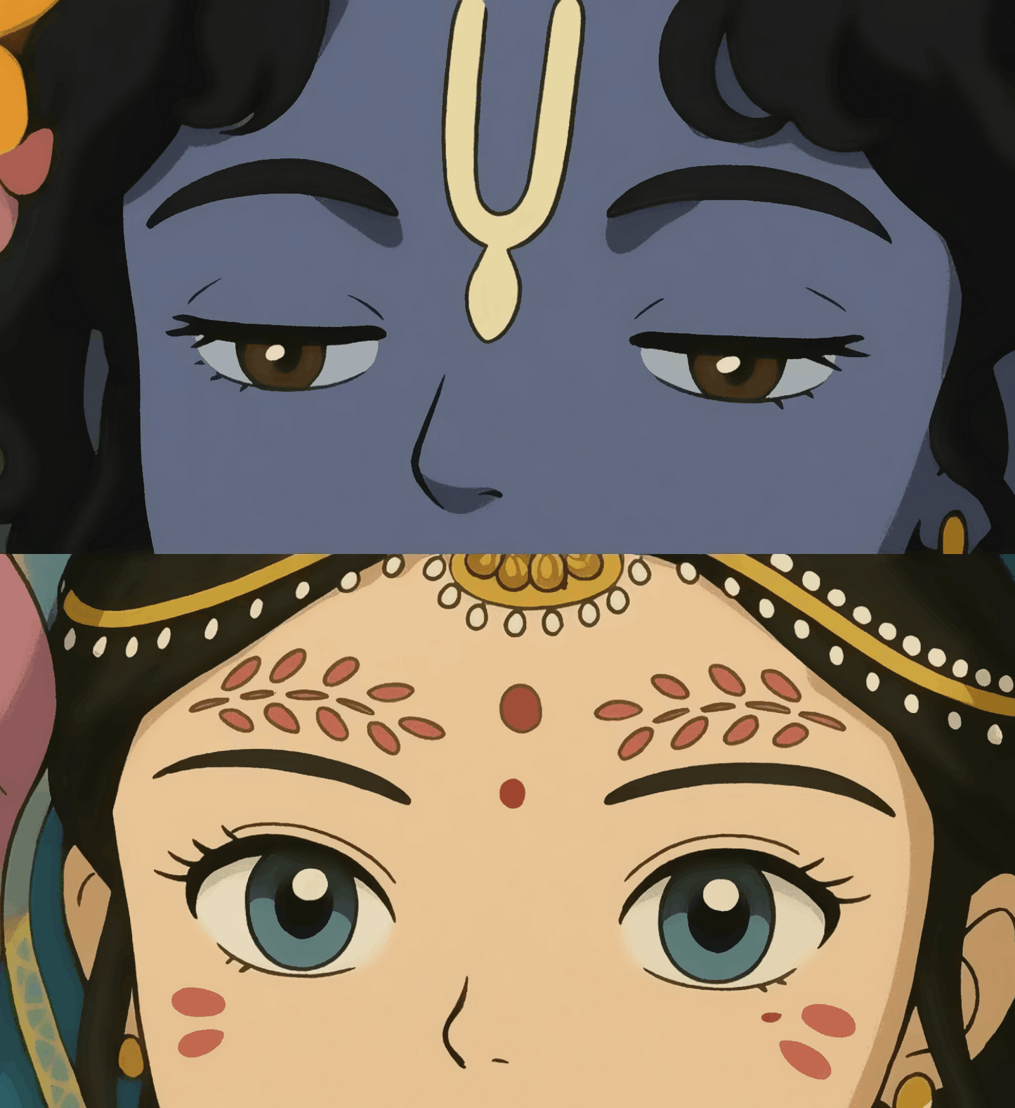 Harmony in Blue and Gold - Ghibli Addition Radha Krishna