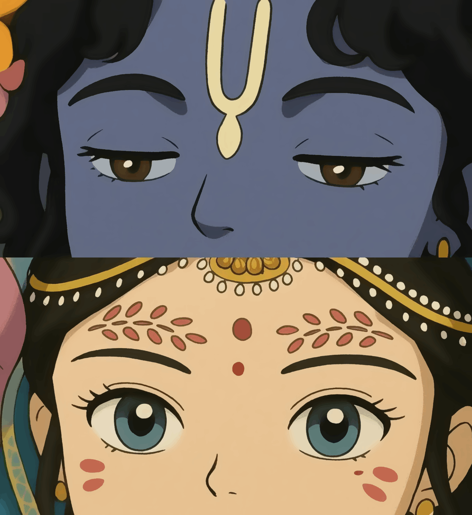 Harmony in Blue and Gold - Ghibli Addition Radha Krishna
