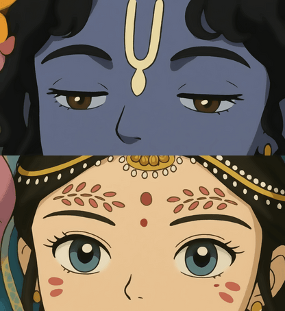 Harmony in Blue and Gold - Ghibli Addition Radha Krishna