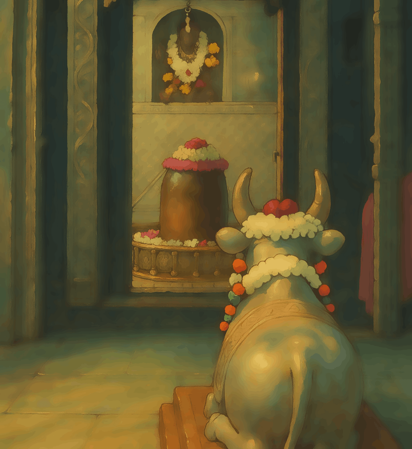 Nandi at the Feet of Mahakal - Ghibli Addition Shivji