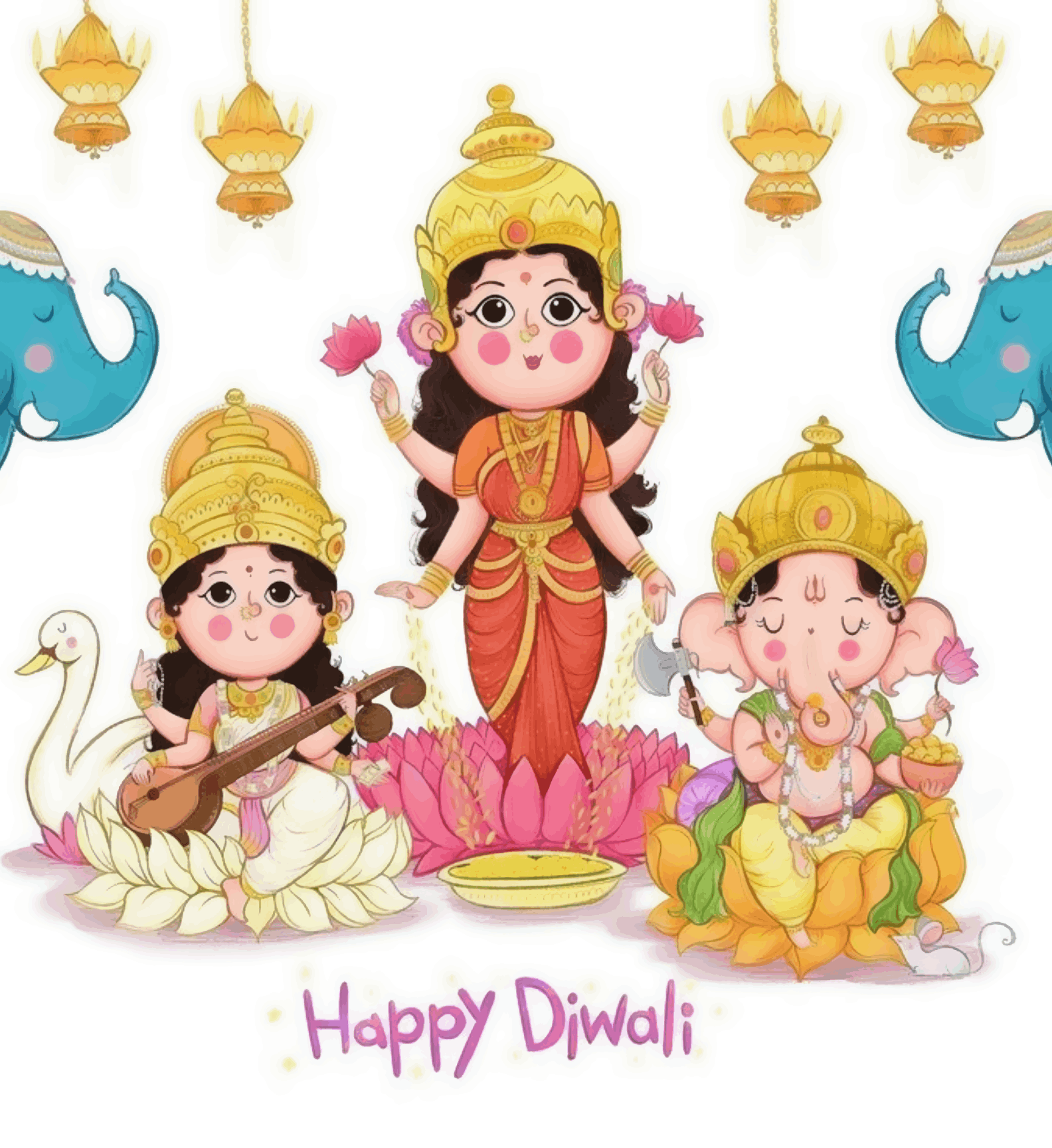 Laxmiji Ganeshji Saraswatiji Trio- Diwali Special