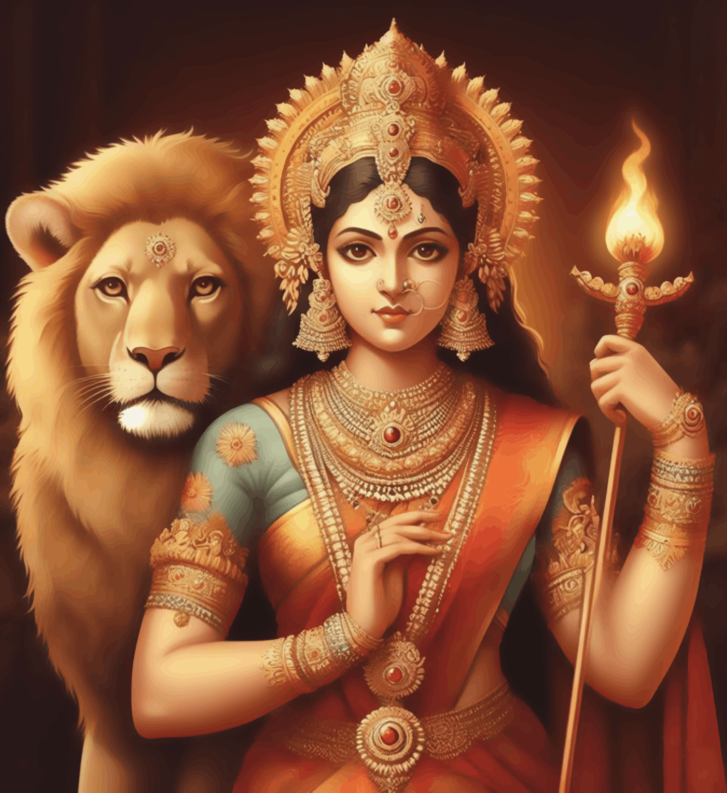 Goddess Durga with Lion